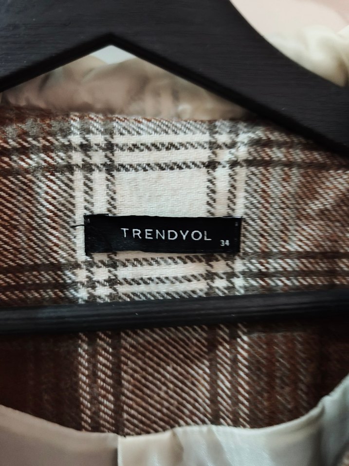 Düğmeli Kahverengi Ekose Kadın Gömlek  KABAN - Görsel 2