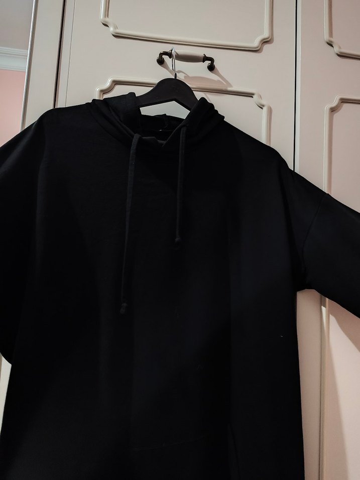 Kadın Siyah Uzun Salaş Elbise - Görsel 4