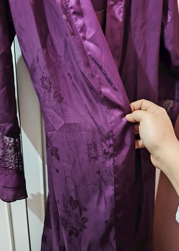 Mor Uzun Kollu Gotik Kadın Pijama  Gecelik Takımı - Görsel 6