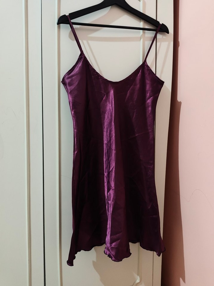 Mor Uzun Kollu Gotik Kadın Pijama  Gecelik Takımı - Görsel 2