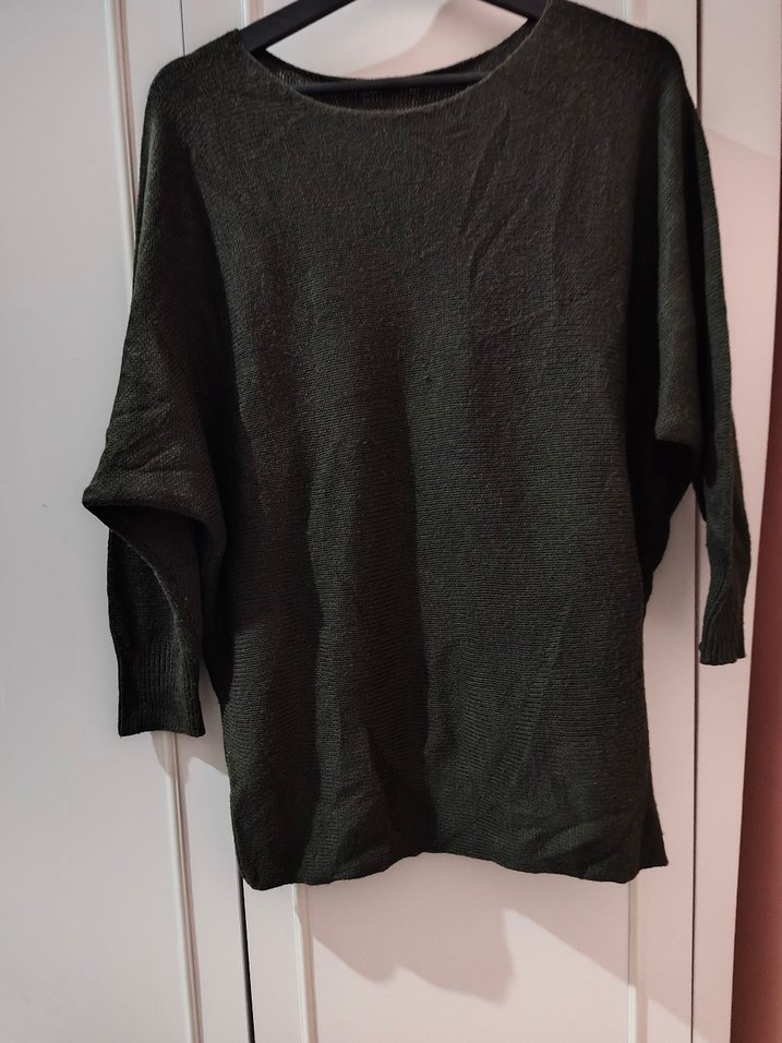 Siyah Kadın Triko Uzun Kollu Oversize Kazak - Görsel 4