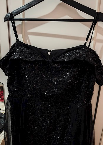 Siyah Pullu  Abiye Elbise - Görsel 3