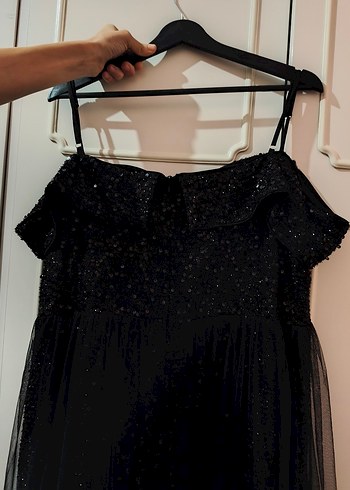 Siyah Pullu  Abiye Elbise - Görsel 4