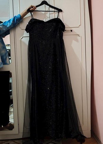 Siyah Pullu  Abiye Elbise - Görsel 2