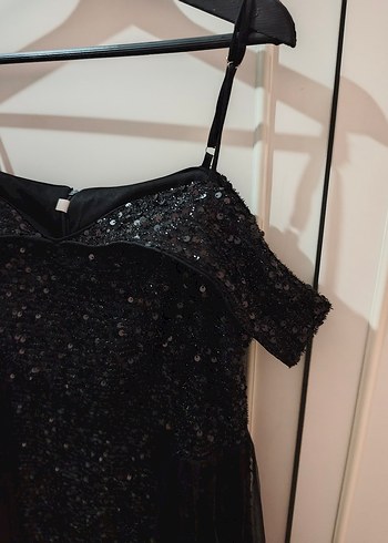 Siyah Pullu  Abiye Elbise - Görsel 5