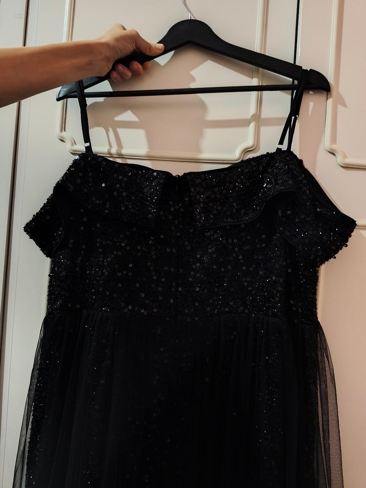 Siyah Pullu  Abiye Elbise - Görsel 4