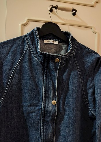 Lacivert Düğmeli Kadın Kot Ceket - Görsel 3