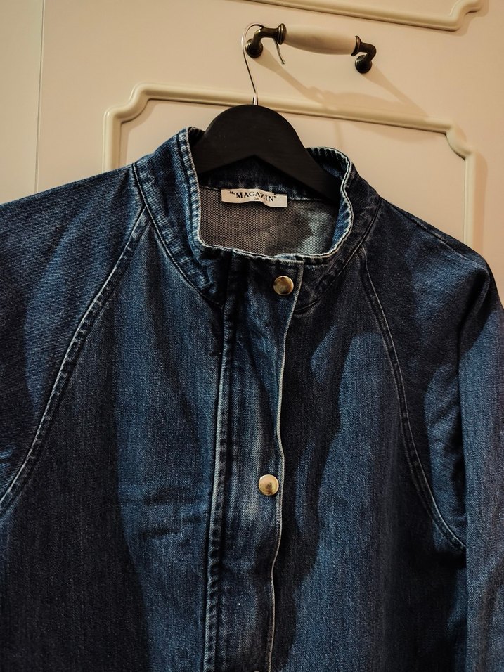 Lacivert Düğmeli Kadın Kot Ceket - Görsel 3