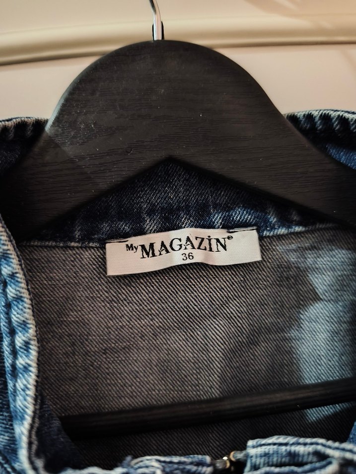 Lacivert Düğmeli Kadın Kot Ceket - Görsel 4