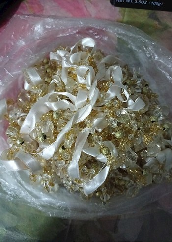 Boncuklu Beyaz Bohem Düğün Aksesuarı