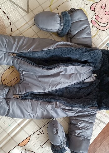Diğer Gri Kürklü Bebek Astronot Mont,Tulum 0-3 ay