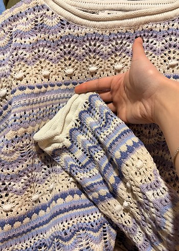 Mavi Bohem Örgü Kadın Kazak - Görsel 3