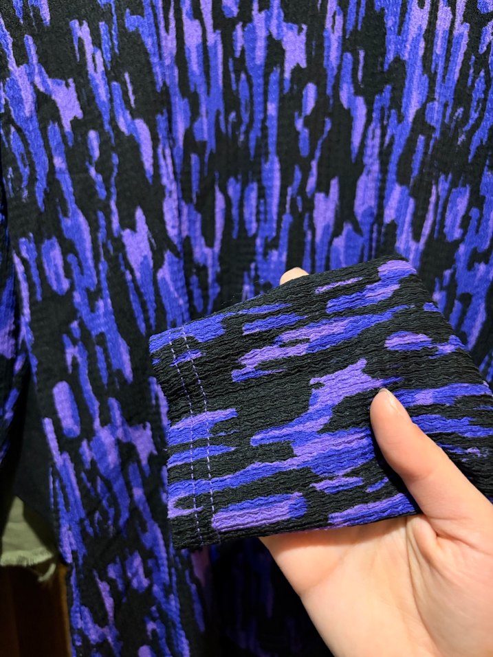 Kadın Mor Batik Desenli Boğazlı bluz - Görsel 4