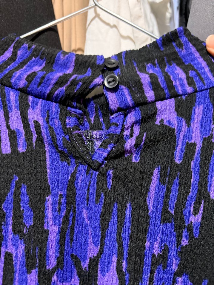 Kadın Mor Batik Desenli Boğazlı bluz - Görsel 5