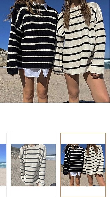 xl Beden Çizgili oversize kazak