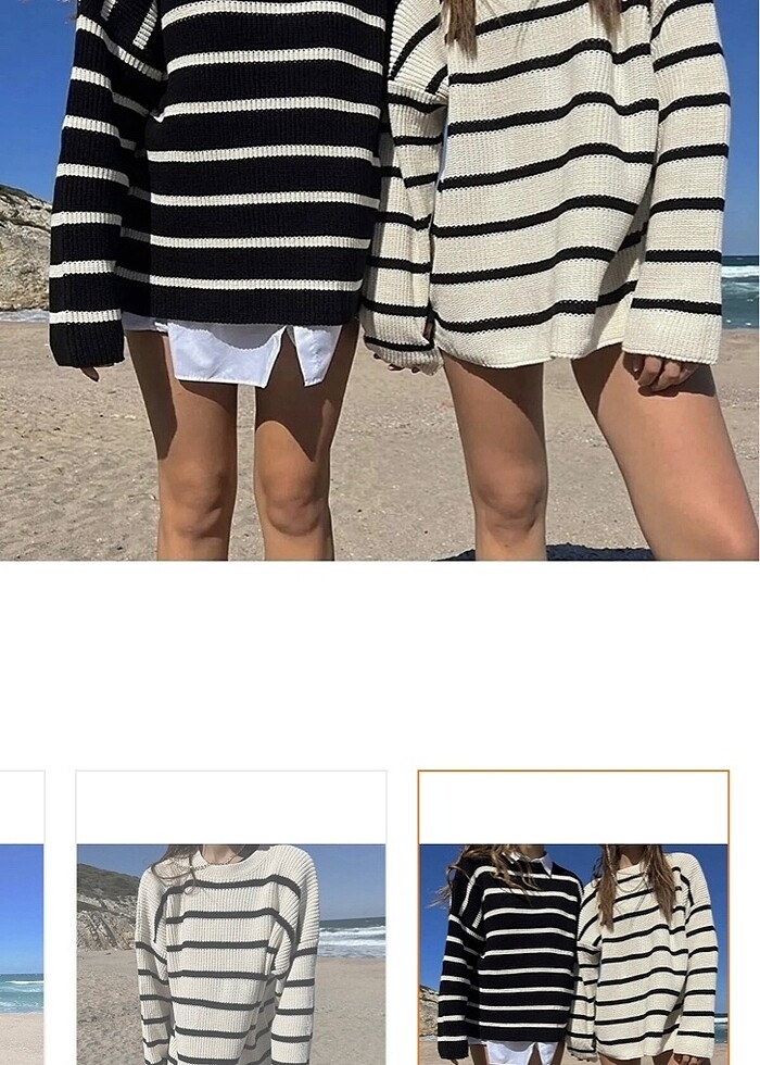 Çizgili oversize kazak - Görsel 3