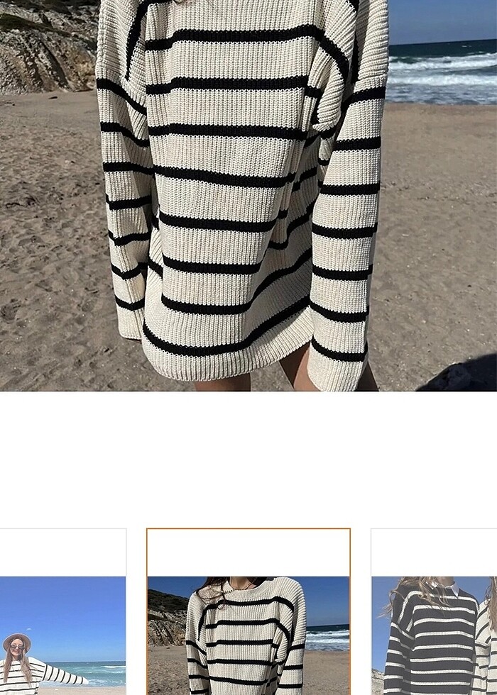 Çizgili oversize kazak - Görsel 2