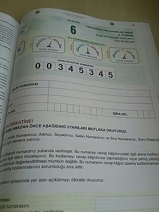 Beden Renk 345 AYT fen bilimleri deneme 10 adet senaryo senaryo ÖSYM tarzın
