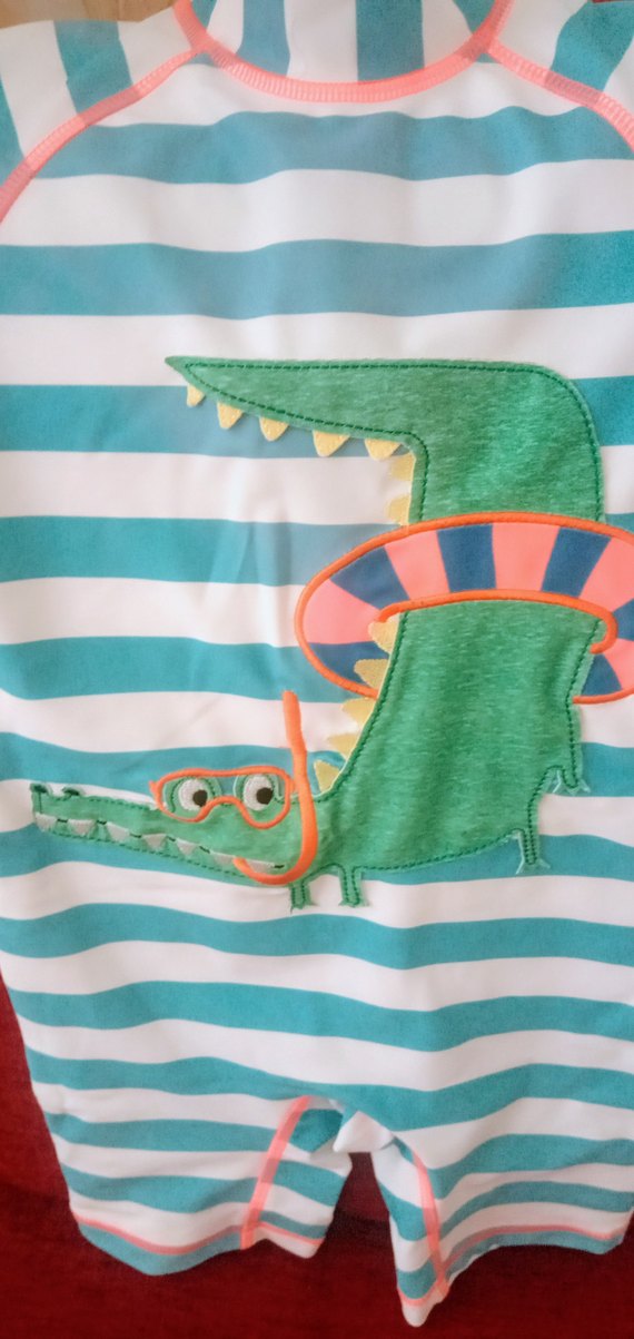 Turkuaz Çizgili Erkek Çocuk Mayo 3-4 yaş - Görsel 3