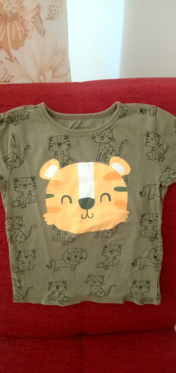 Düğmeli Renkli Baskılı yeşil Kedi Temalı Takım - Görsel 2