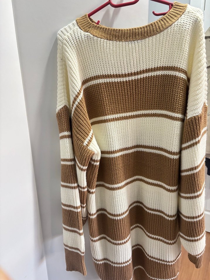 Çizgili Uzun Kollu Triko Kazak - Görsel 2