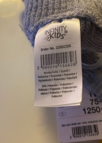 Kız Çocuk Gri Nakışlı Örgü Eldiven - Görsel 5