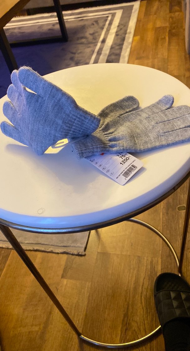 Kız Çocuk Gri Nakışlı Örgü Eldiven - Görsel 3