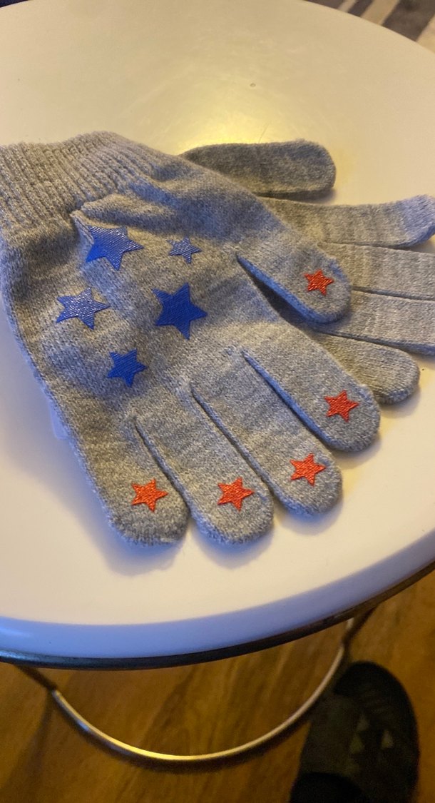 Kız Çocuk Gri Nakışlı Örgü Eldiven - Görsel 4