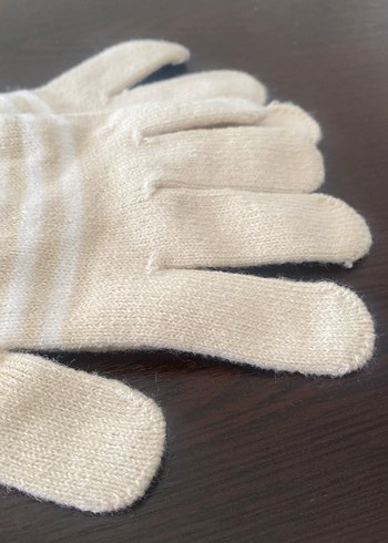 Kız Çocukları İçin Beyaz Örgü Yün Eldiven 10/12 yaş İthal Almany - Görsel 2