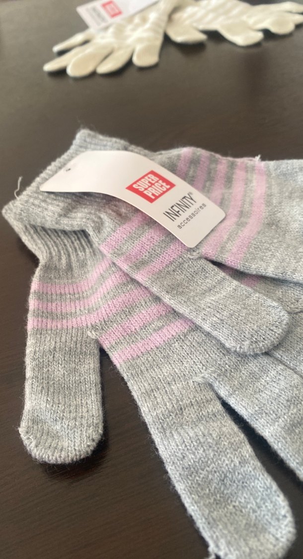 Gri Kız Çocuk Örme Eldiven10/12 yaş ithal Almanya - Görsel 2