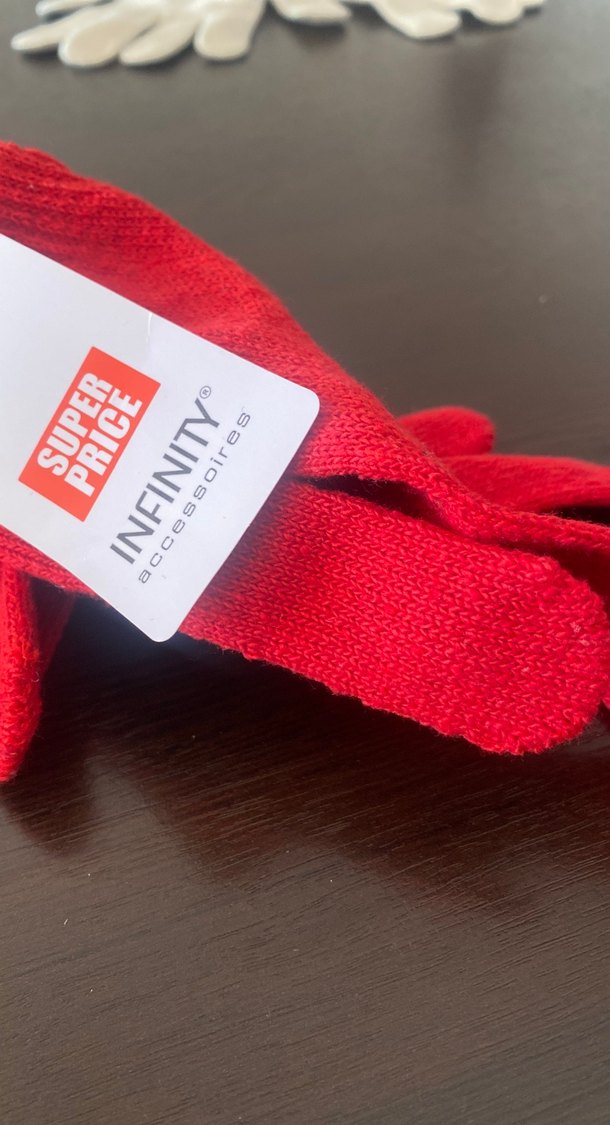 Kız Çocukları İçin Kırmızı Örgü Eldiven 10/12 yaş ithal Almanya - Görsel 5