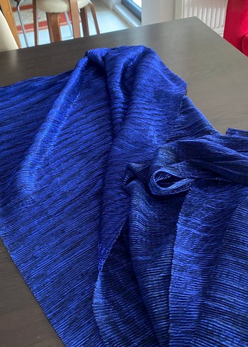 Parlak Lacivert Pilili Kadın Fular 1.90/80 cm - Görsel 6