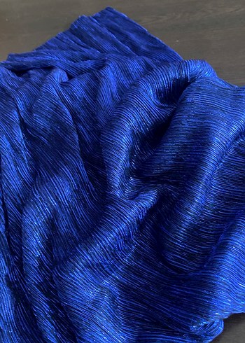 Parlak Lacivert Pilili Kadın Fular 1.90/80 cm - Görsel 2