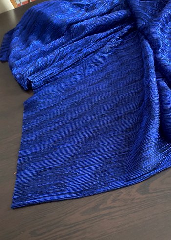 Parlak Lacivert Pilili Kadın Fular 1.90/80 cm - Görsel 3