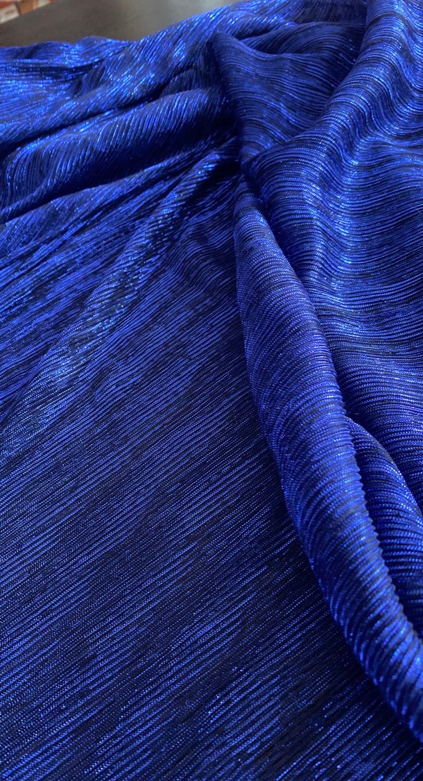 Parlak Lacivert Pilili Kadın Fular 1.90/80 cm - Görsel 4