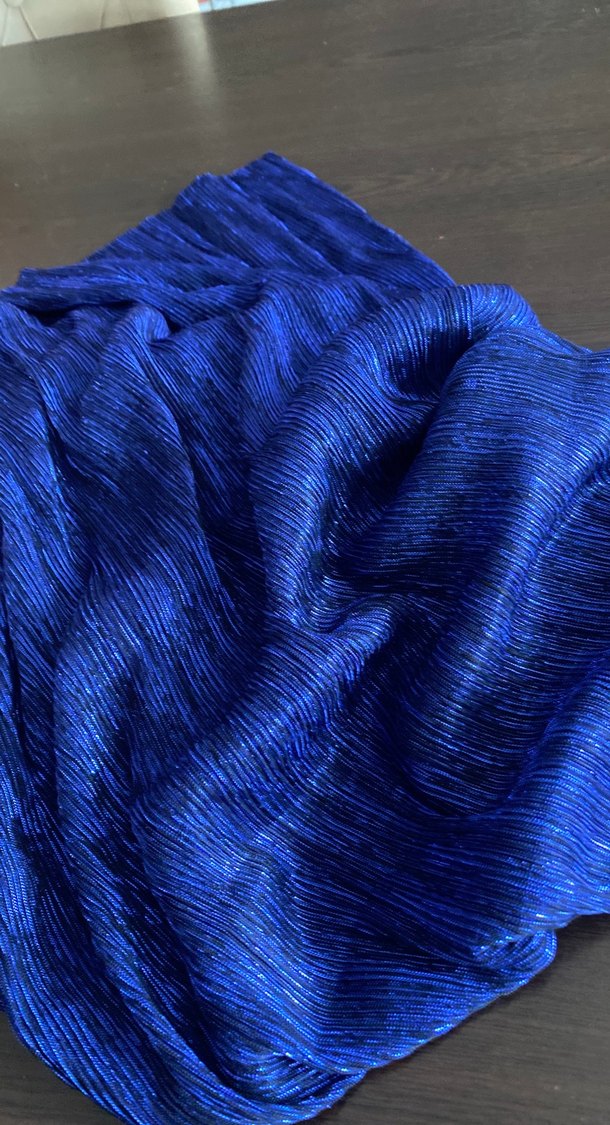 Parlak Lacivert Pilili Kadın Fular 1.90/80 cm - Görsel 2