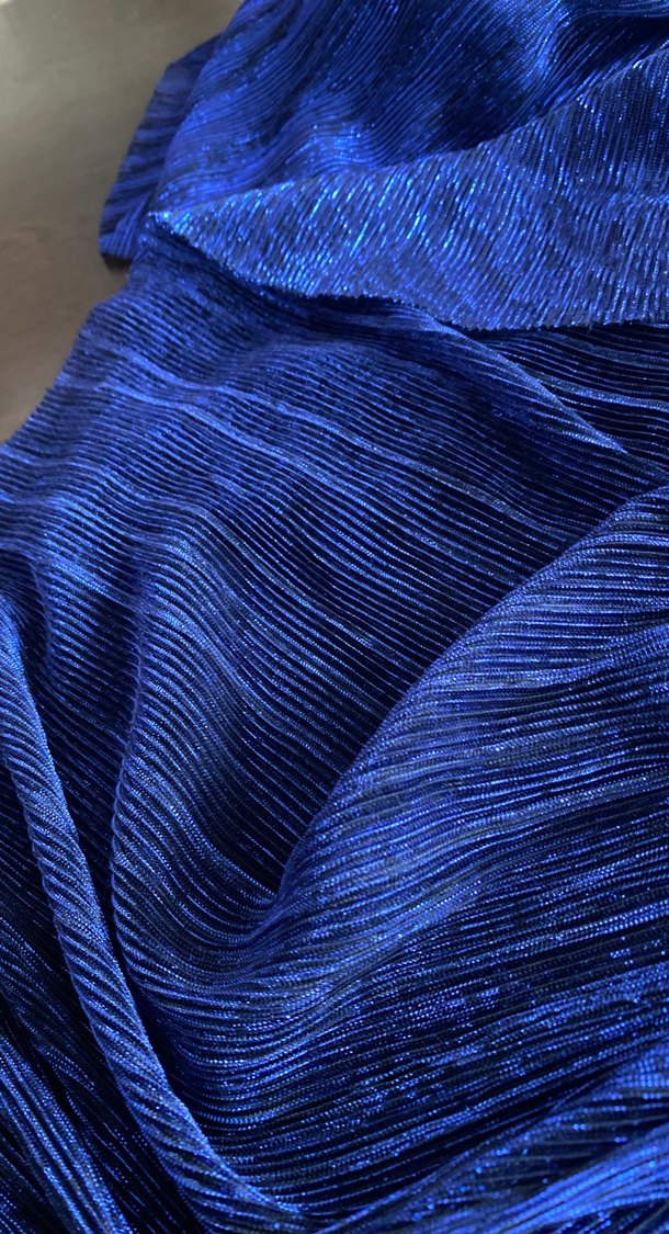 Parlak Lacivert Pilili Kadın Fular 1.90/80 cm - Görsel 5