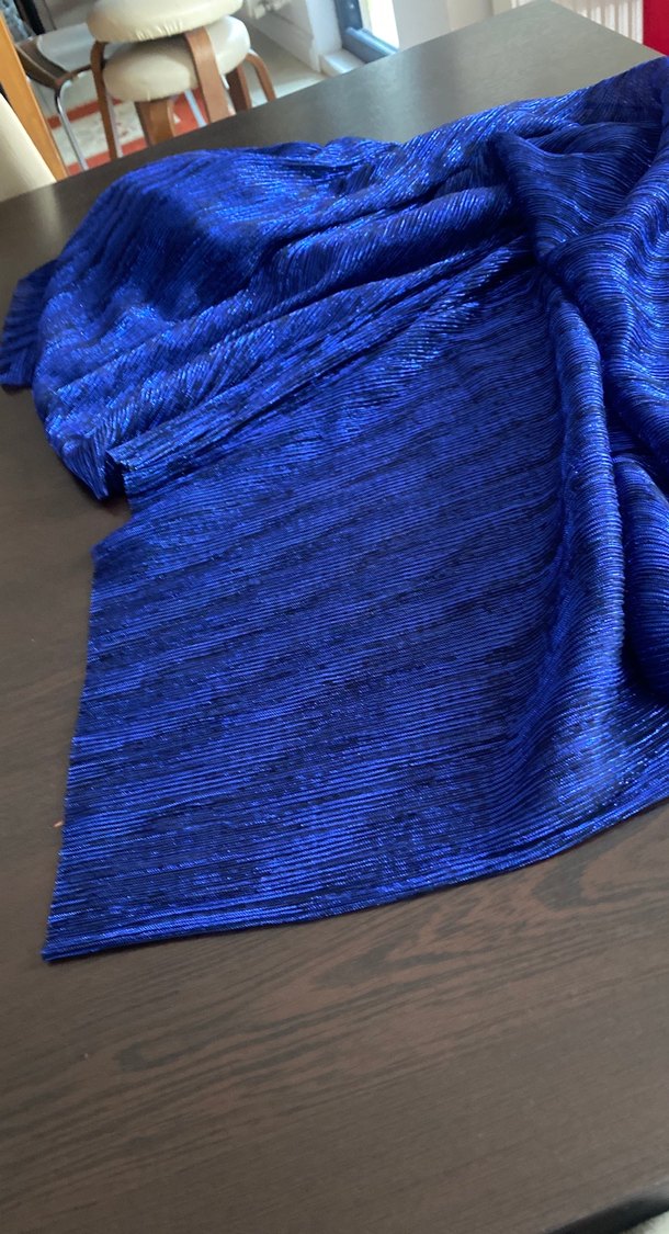 Parlak Lacivert Pilili Kadın Fular 1.90/80 cm - Görsel 3