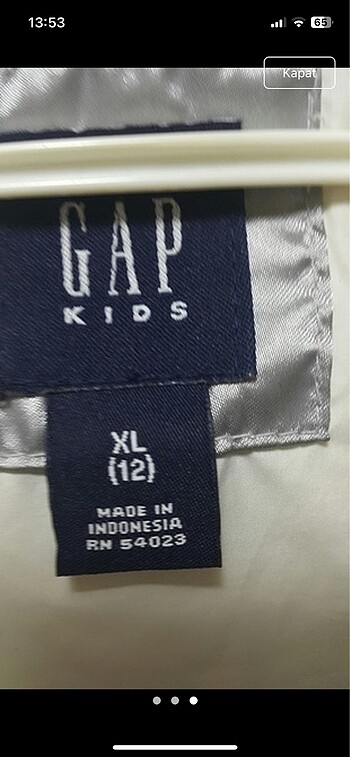 11-12 Yaş Beden Gap 11-12 yaş mont ve toka, takı