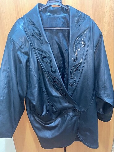 Bershka vintage uzun deri ceket