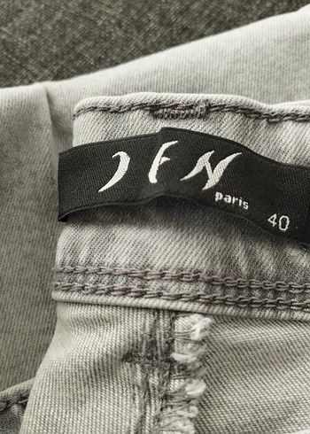 Kadın Gri İşlemeli Payetli Denim Pantolon - Görsel 2