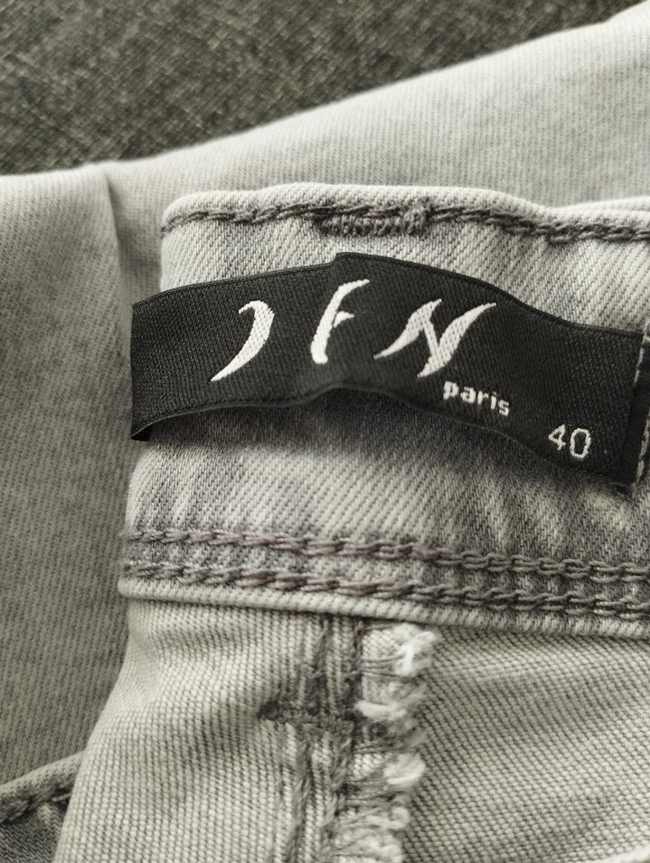 Kadın Gri İşlemeli Payetli Denim Pantolon - Görsel 2