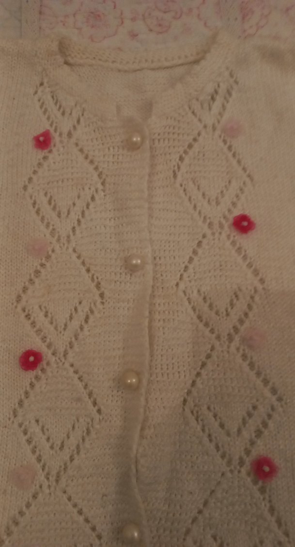 Kız Çocuk Beyaz Nakışlı Kolsuz Triko Yelek - Görsel 2