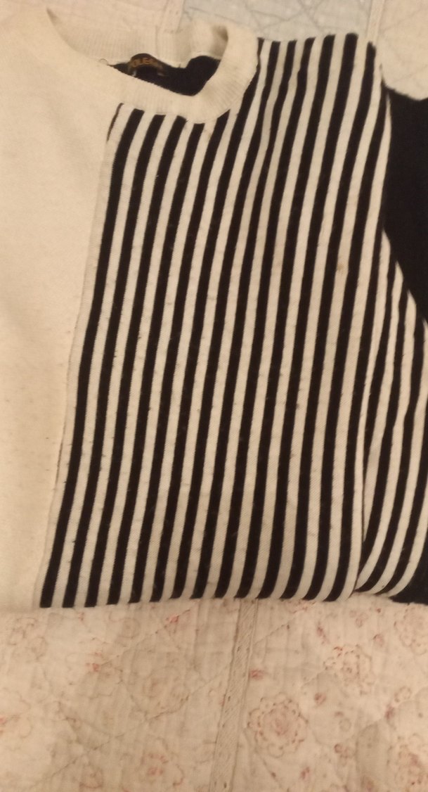 Çizgili Kadın Triko, Kayık Yaka, Uzun Kollu - Görsel 5