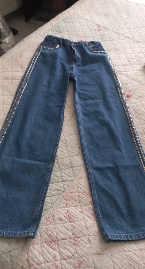 Nakışlı Bohem Kadın Kot Pantolon - Görsel 2