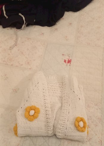 Kız Çocuk Nakışlı Beyaz Örgü Hırka - Görsel 4