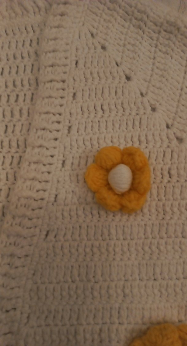 Kız Çocuk Nakışlı Beyaz Örgü Hırka - Görsel 2