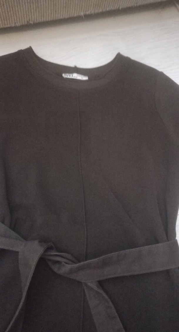 Kahverengi Kısa Kollu Midi Elbise - Görsel 5