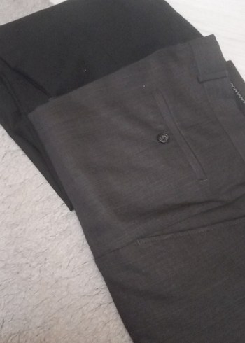 Erkek Siyah ve füme  Kumaş Kemerli Pantolon - Görsel 7