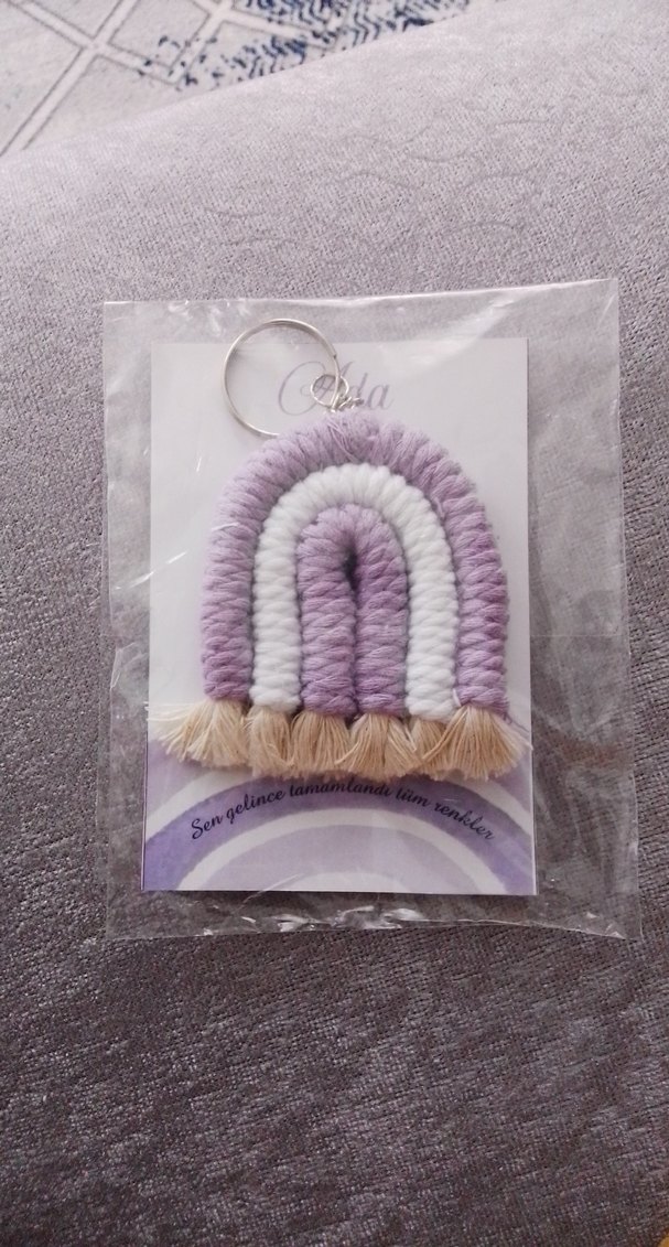 Mor Püsküllü Bohem Anahtarlık - Görsel 2